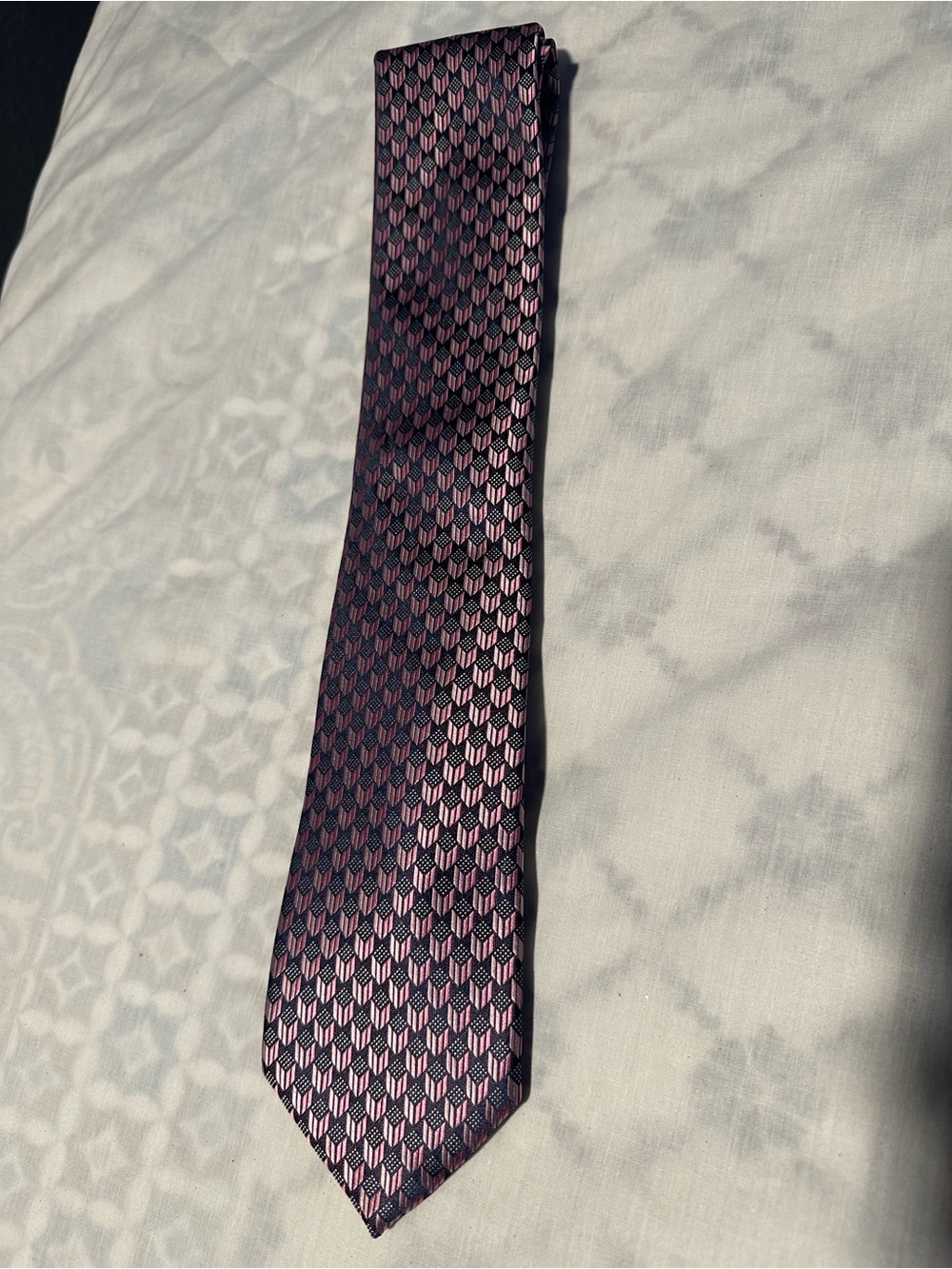 Perry Ellis Pink and Black Geometric Tie